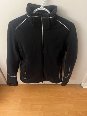 KJUS Women's Black Ski Jacket with White Piping - Performance Softshell